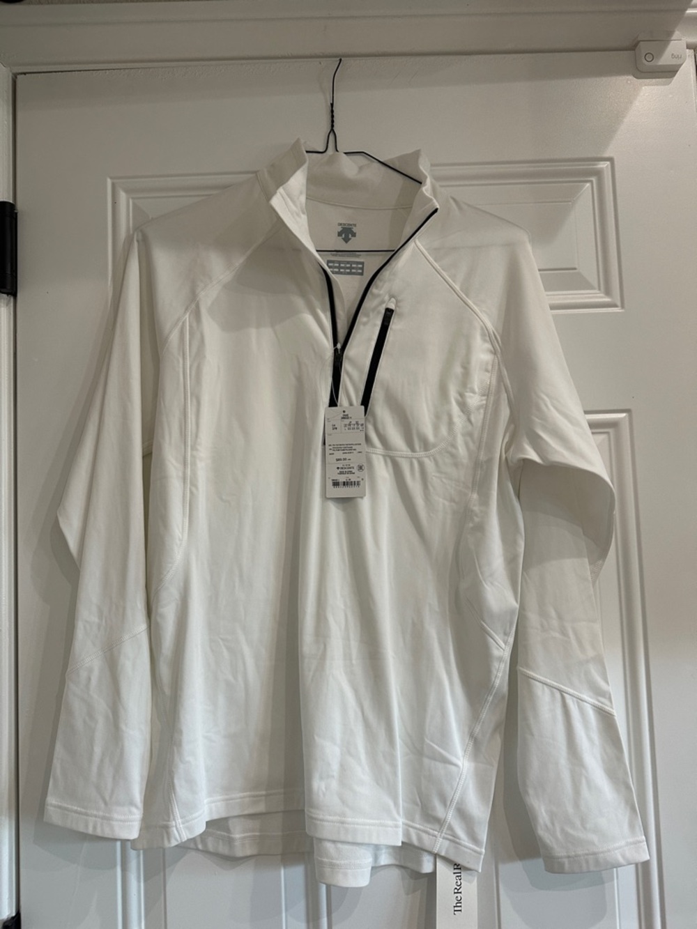 Descente White Pullover with Black Zipper Trim